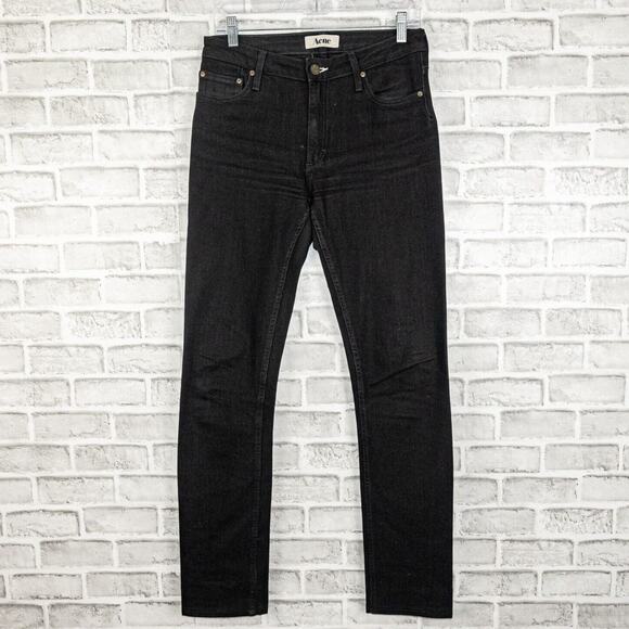 ACNE Women's FLEX Wet Black Skinny Denim Jeans Size 29 - Picture 2 of 10